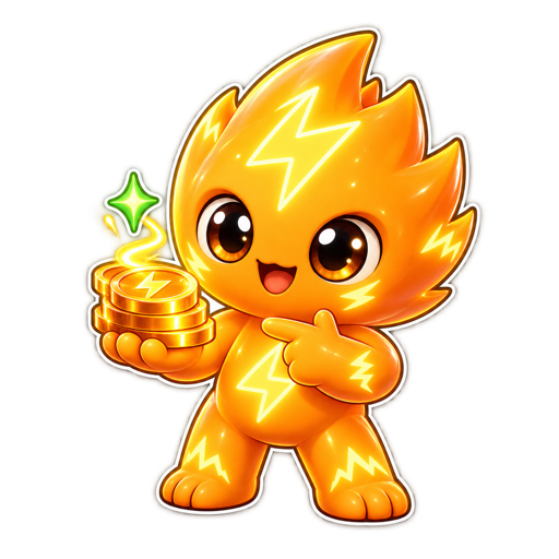 Energy character holding a stack of coins